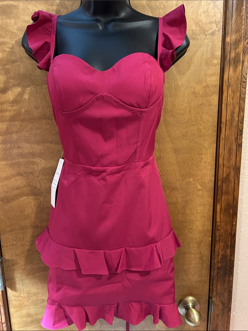 Fuchsia Ruffle Sweetheart Mini Dress - Homecoming